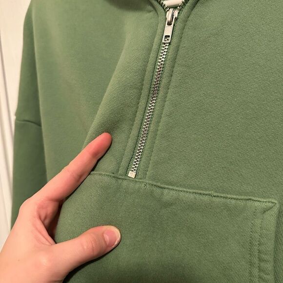 Set Active Half Zip Cropped Sweatshirt Pullover in Lucky Green Size Medium - Picture 5 of 9